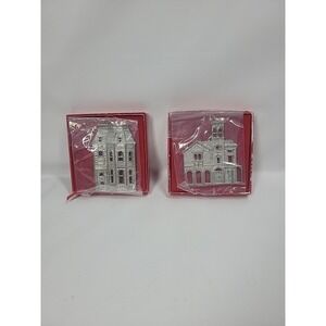 Kirk Stieff Colonial Williamsburg Pewter Ornament Victorian Home Set Of‎ 2